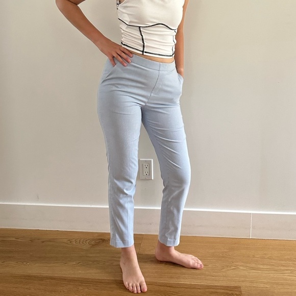 UNIQLO SMART ANKLE PANTS STRIPE WIHTE & LIGHT BLUE - S - Picture 7 of 14